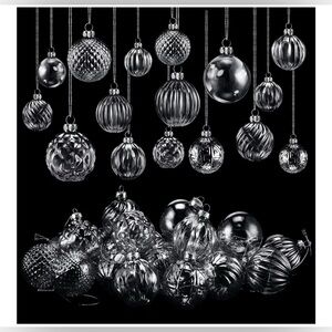 24 Pcs Clear Glass Christmas Ball Ornaments Christmas